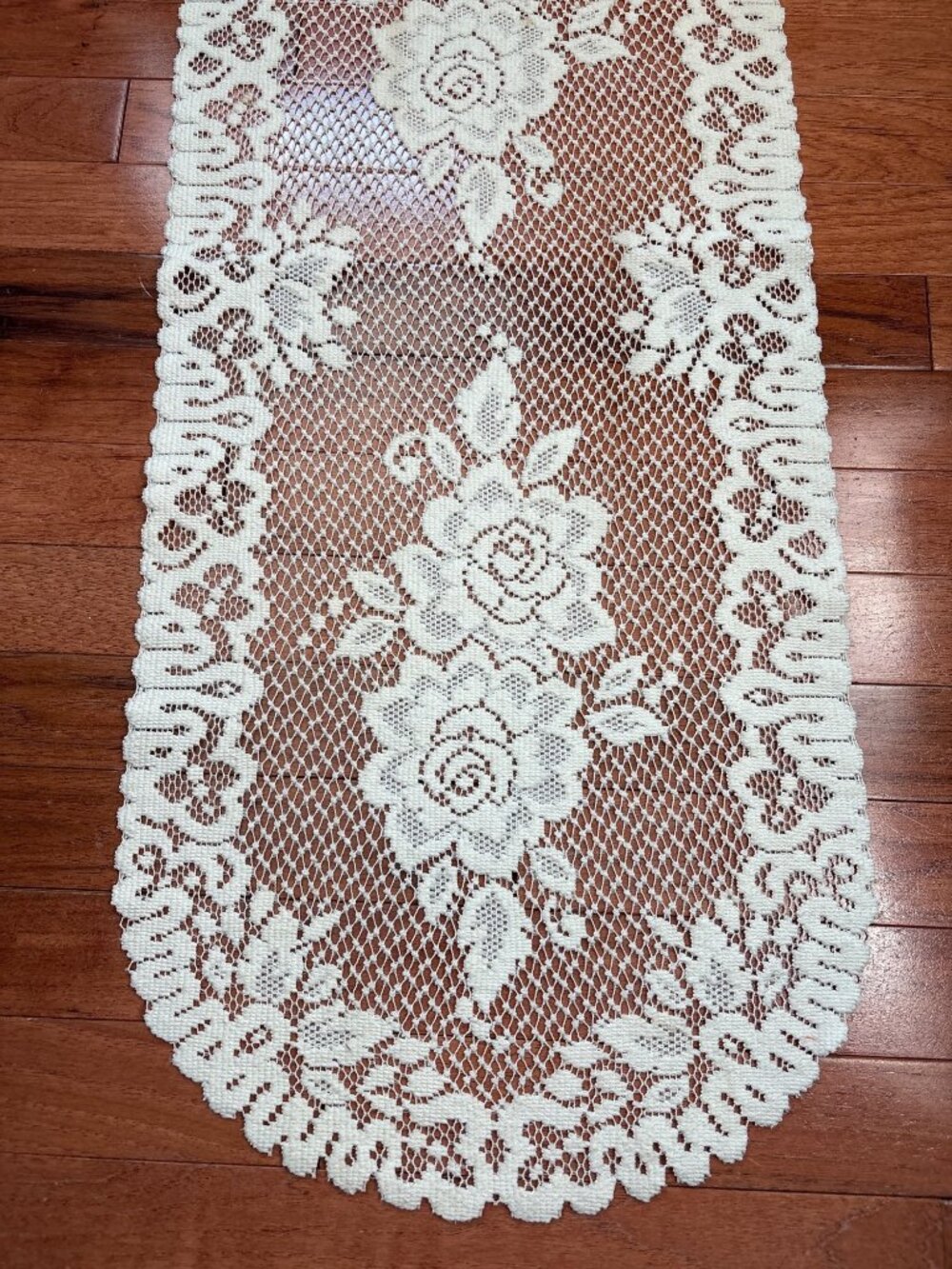Floral Lace Table Runner 14x35" Ivory Flower Pattern Elegant Home Décor Delicate